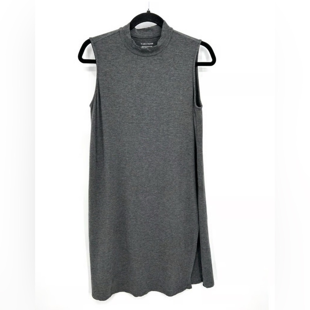 Eileen Fisher mock neckCharcoal Sleeveless top with split size Medium. A30